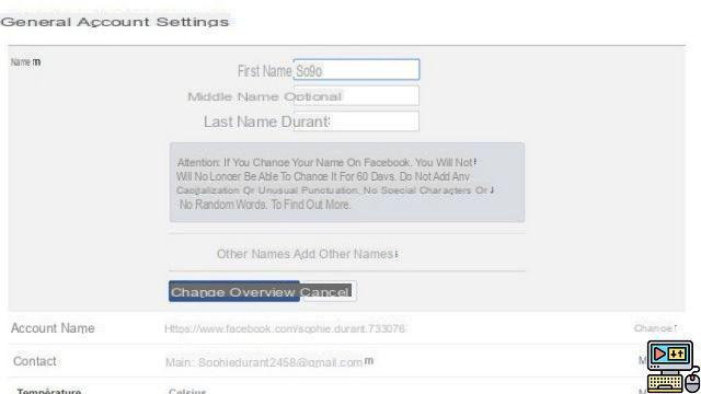 How to change your name on Facebook?