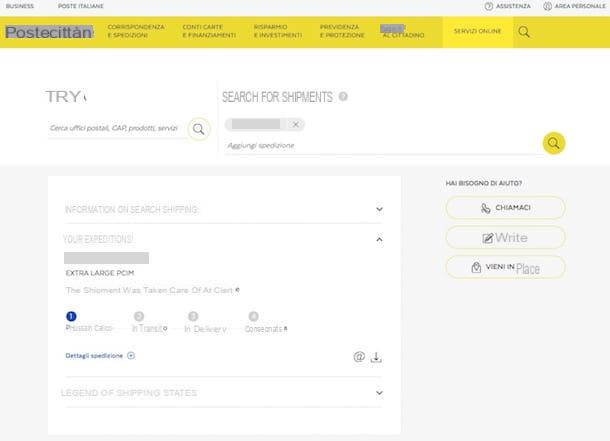 How to search for shipping Poste