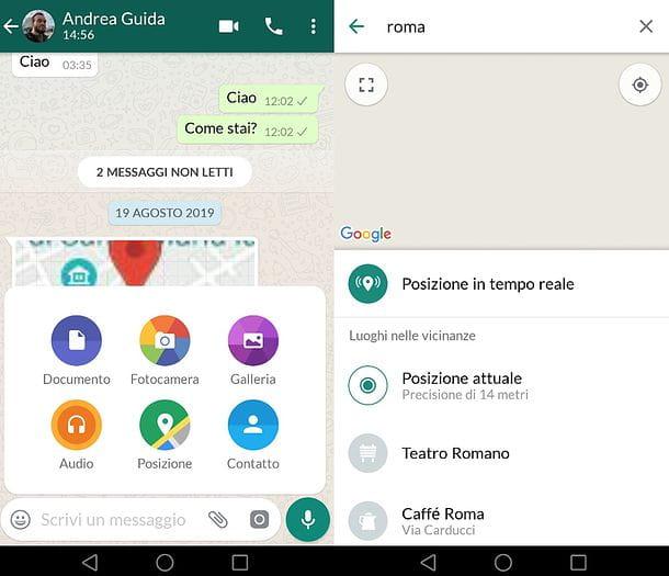 How to send a different location with WhatsApp