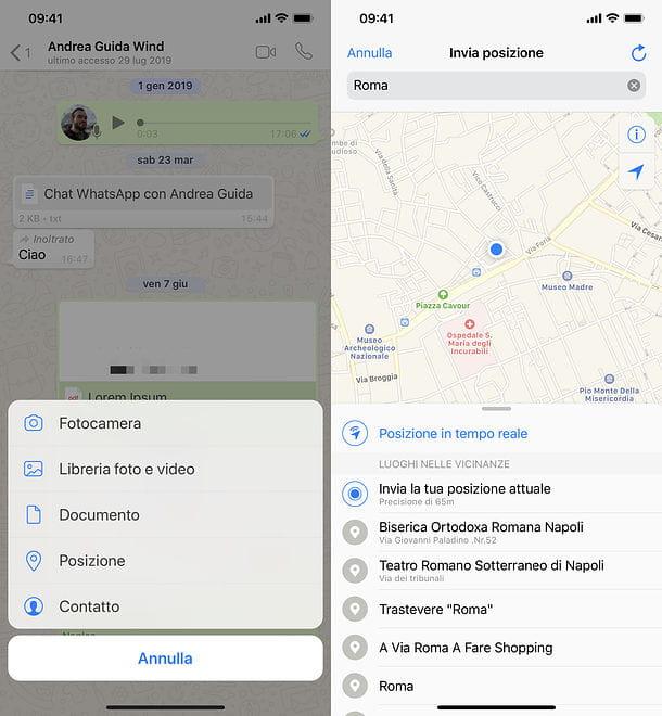 How to send a different location with WhatsApp