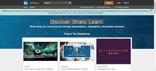 Slideshare site Powerpoint online to create, view and share presentations and slides