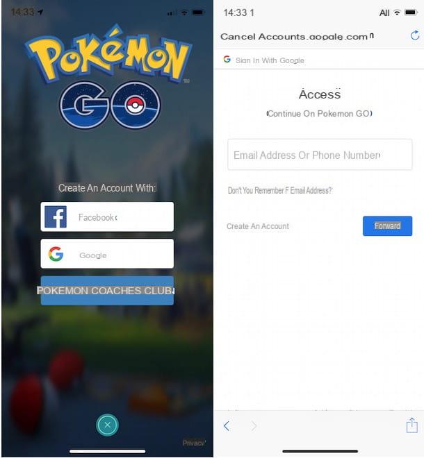 Come access to Pokémon GO