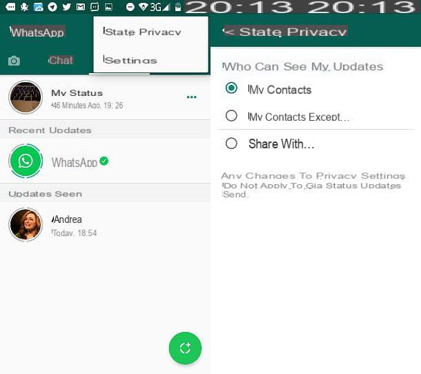 How to create a status on WhatsApp