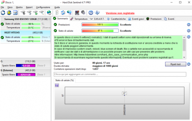 Check the health of hard drives and SSDs