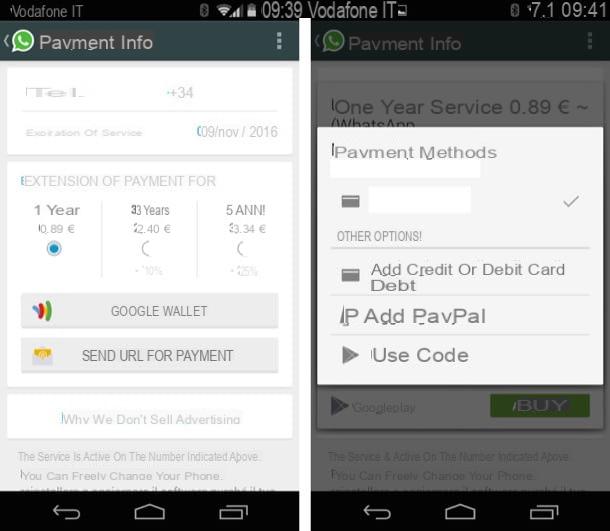 Cómo pagar WhatsApp de Android sin tarjeta de crédito