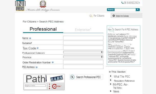 How to search PEC