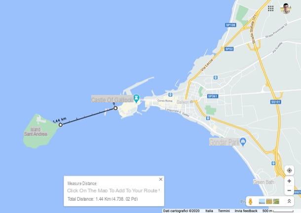 How to find the distance between two points on Google Maps