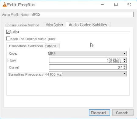 Extract sound from video with VLC
