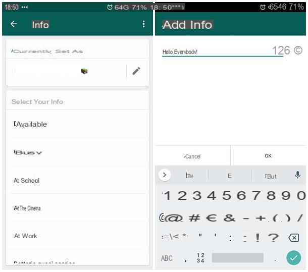 How to change the status on WhatsApp