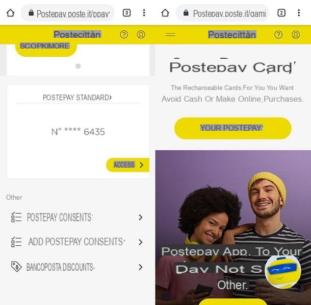 How to access my Postepay